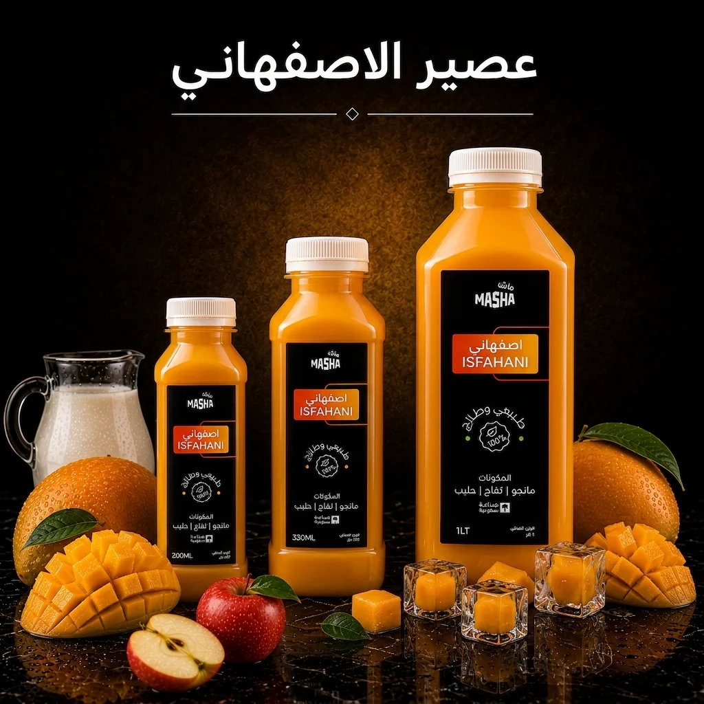 مشروبات ماشا كما تظهر في موقع المشروع
